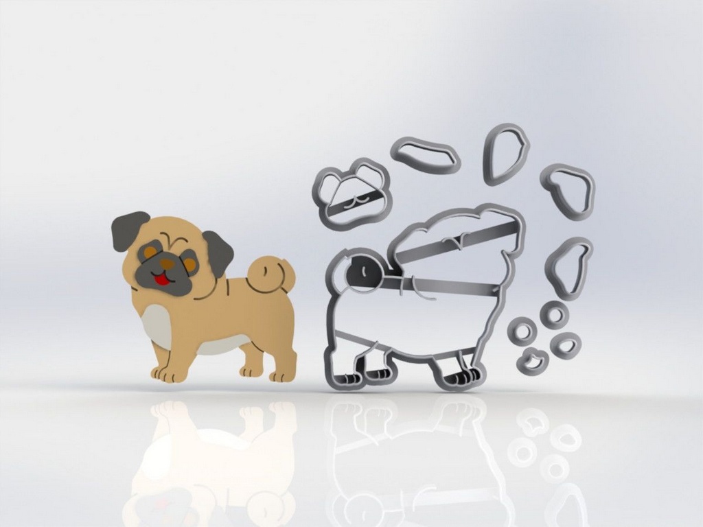 Cortador  Cachorro Pug Corpo Modular