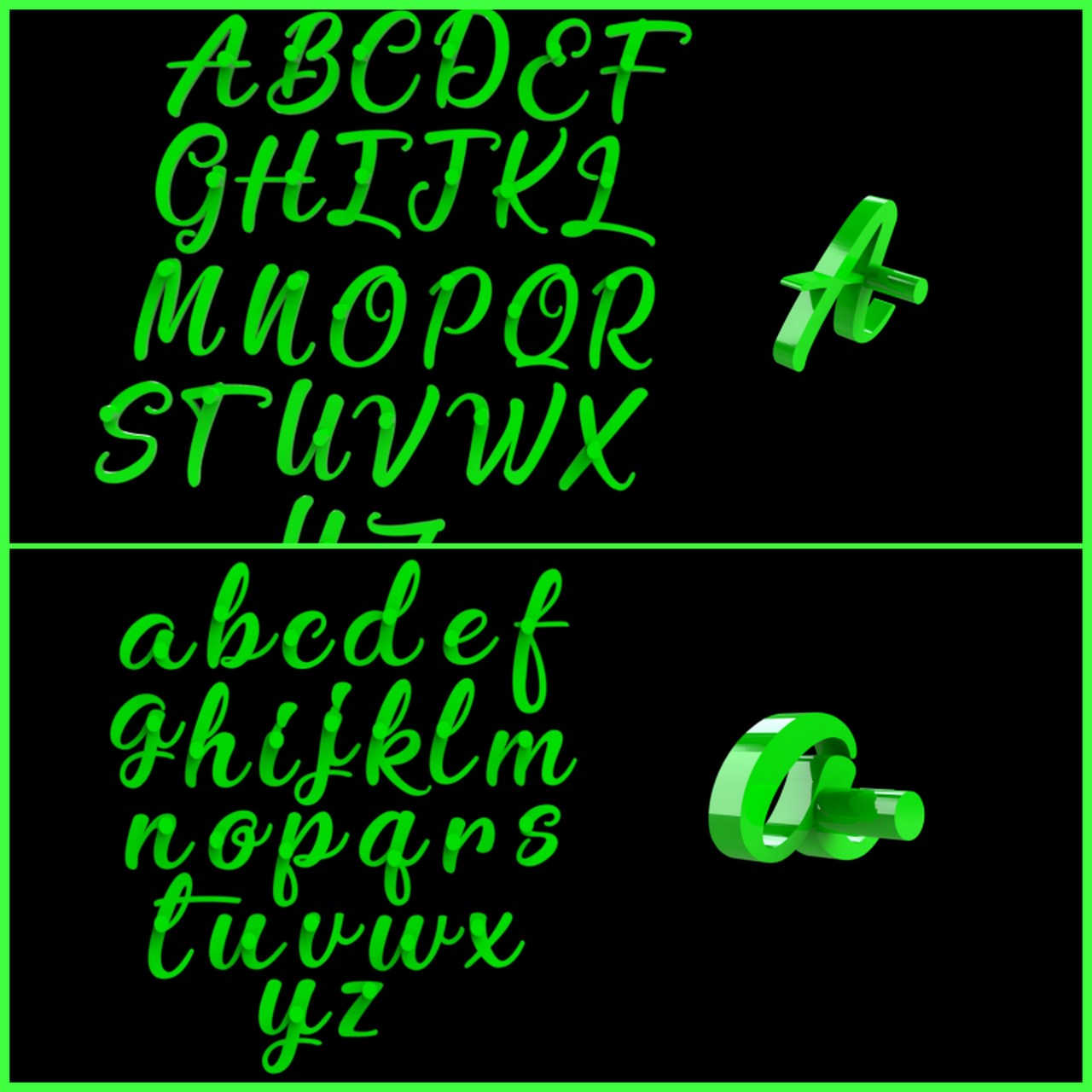 Marcador Alfabeto Letras Cursivas (Maiúsculo e Minúsculo) Mod 2