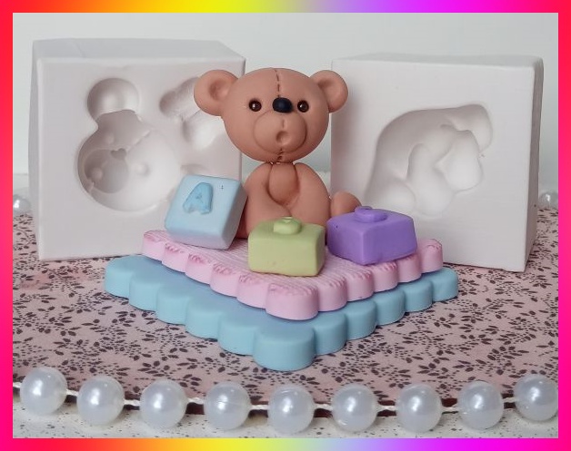 Molde de Silicone Ursinho 3D de Brinquedo Urso de Corpo