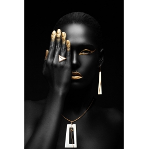Quadro Mulher Negra Detalhe Dourado