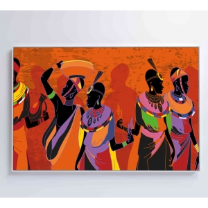 Quadro Mulheres Africanas em vestidos coloridos