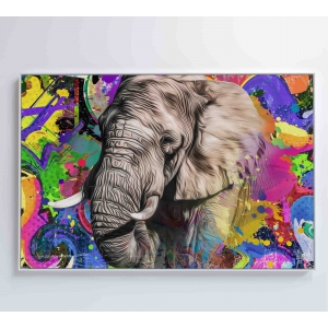 Quadro Pitura Colorida Elefante