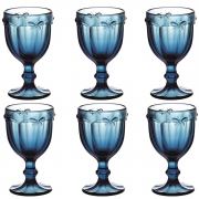 Jogo 6 Taças Vidro Libélula 325ml 15cm Azul Dynasty