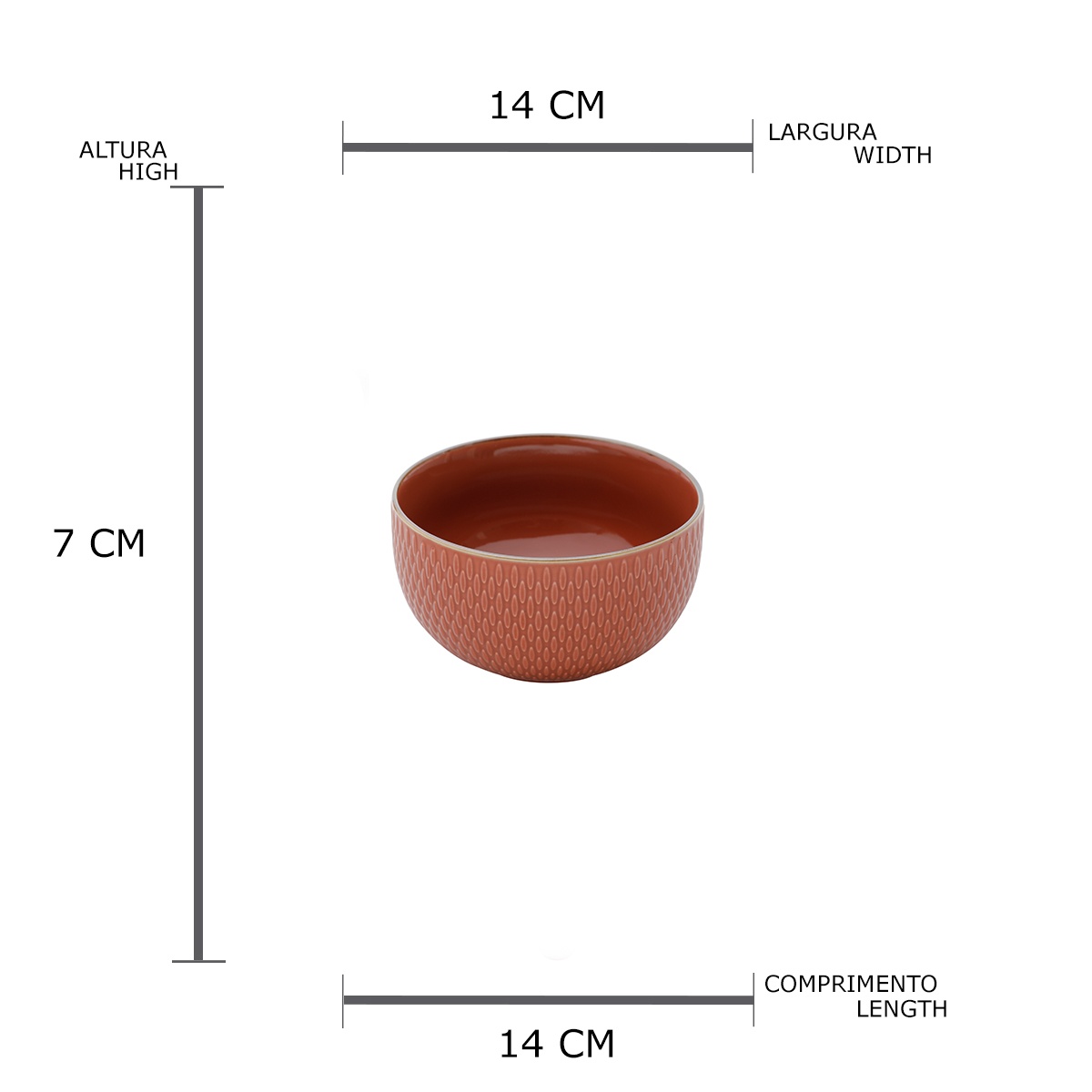 Conjunto 2 bowls em porcelana telha 700 ml 13,5x7cm Rojemac