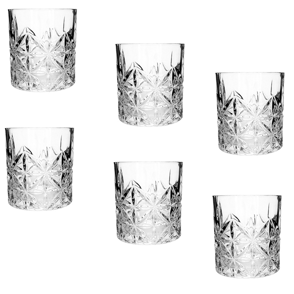 Conjunto 6 copos vidro whisky Lijita 8x9cm 340ml Mimo Style