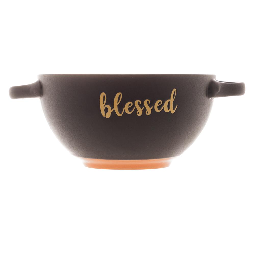 Kit 2 consumes cerâmica Blessed  Grateful preto Bon Gourmet