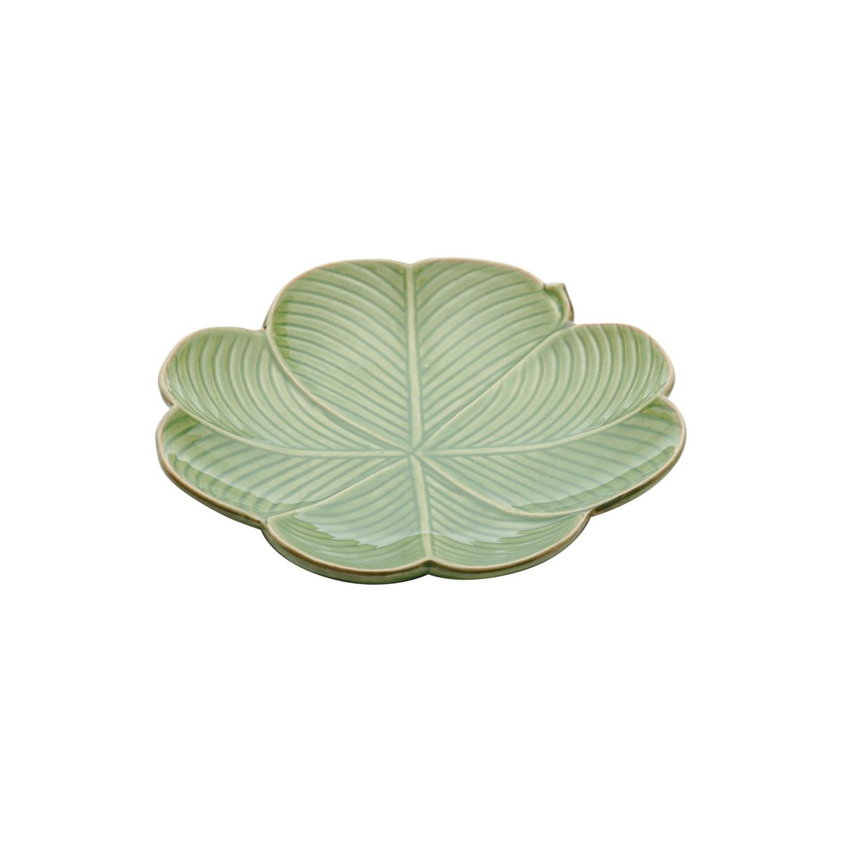 Prato Decorativo Cerâmica Banana Leaf Verde 20x20x3cm Lyor