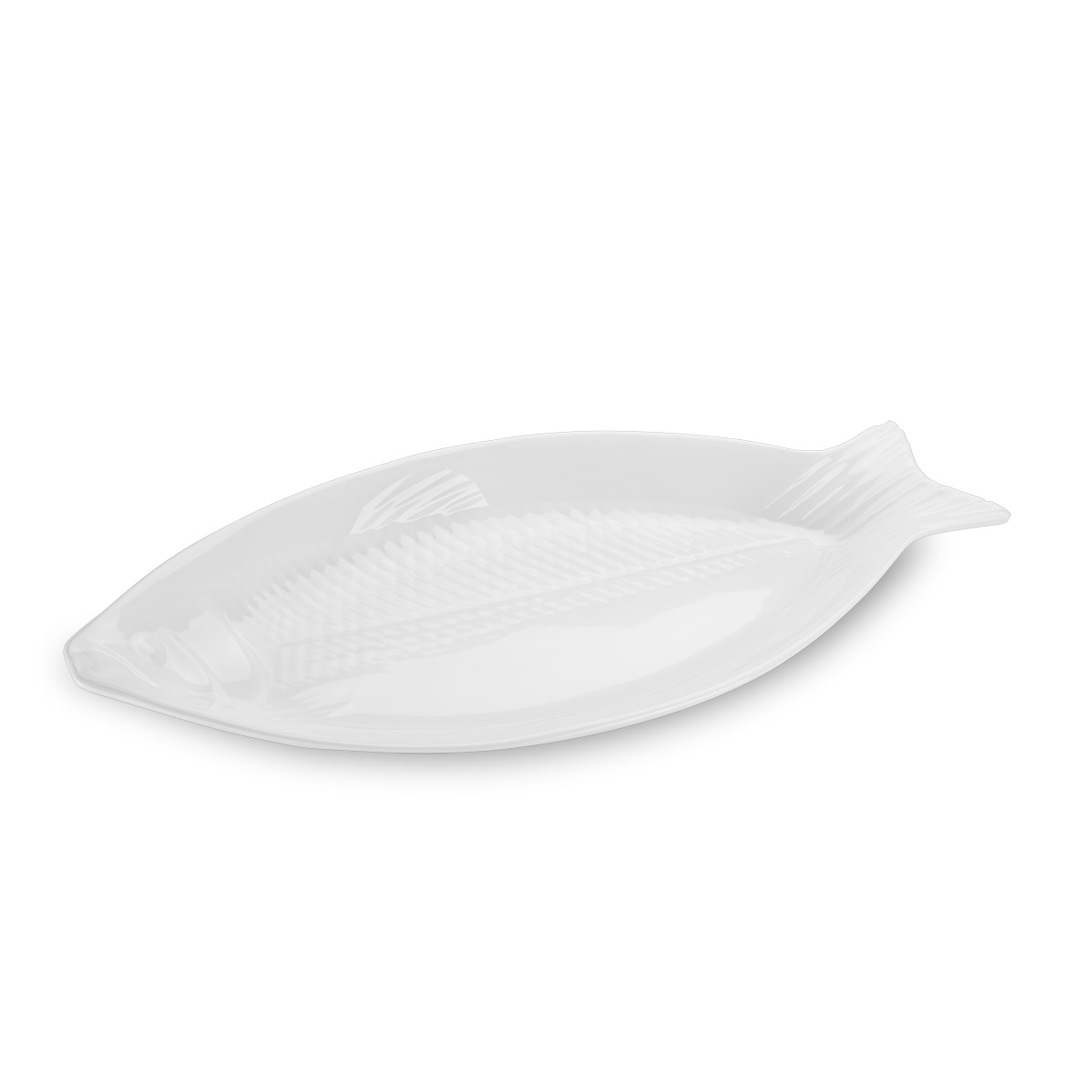 Travessa melamina peixe Texture branca 28x13,5x7 cm Haus Brinox