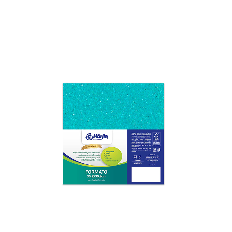 Cartão Color Face -  Dupla Face - Azul Ciano - Pacote 10un