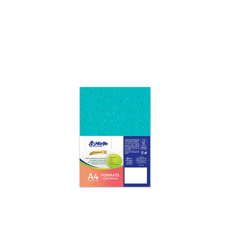 Cartão Color Face -  Dupla Face - Azul Ciano - Pacote 10un