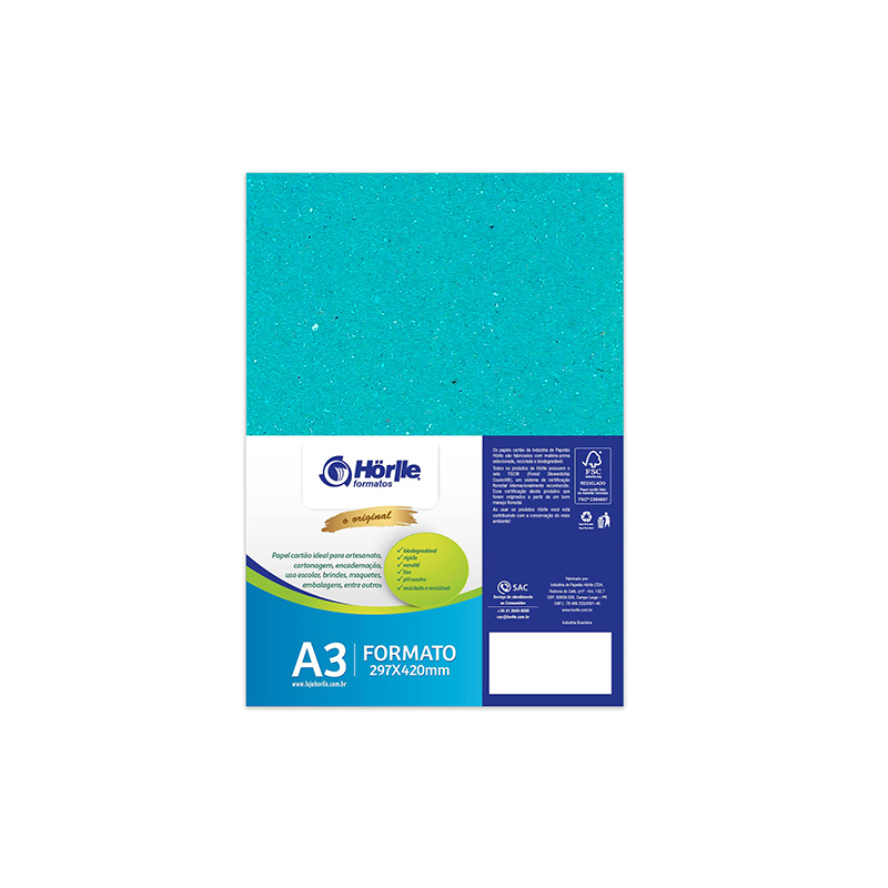 Leve 12 Pague 10 - Cartão Color Face Azul Ciano- Pacote com 12un