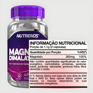 Magnésio Dimalato 550mg 60 Caps - Nutrends - Foto 1