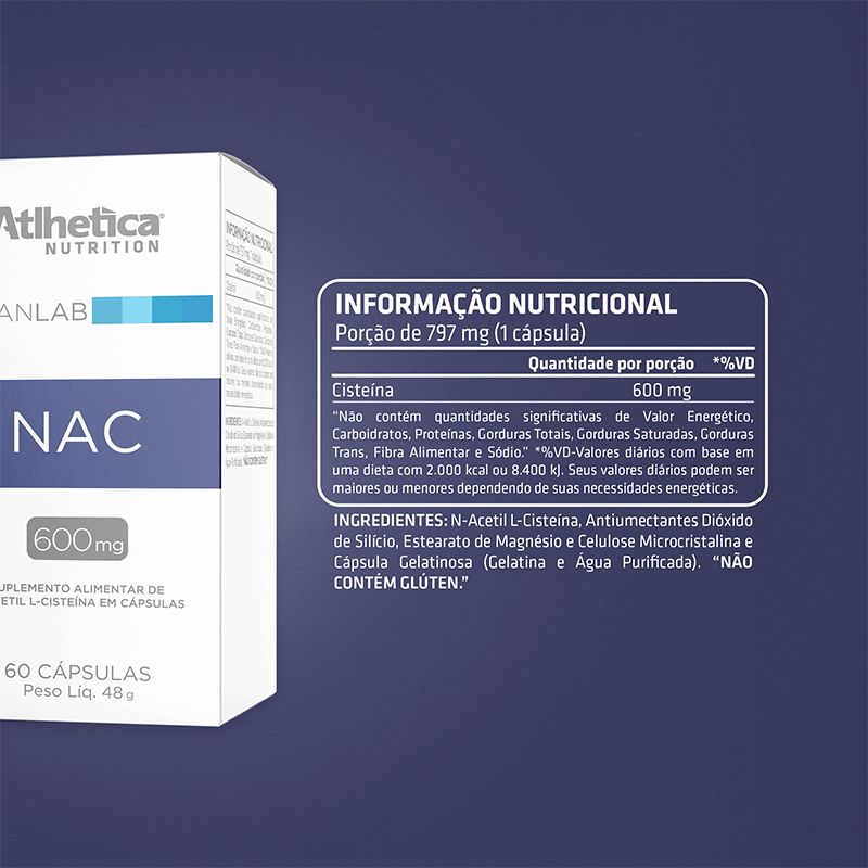 CleanLab Nac (N-Acety L-Cysteine 600 mg) 60 Cáps - Atlhetica - Foto 1