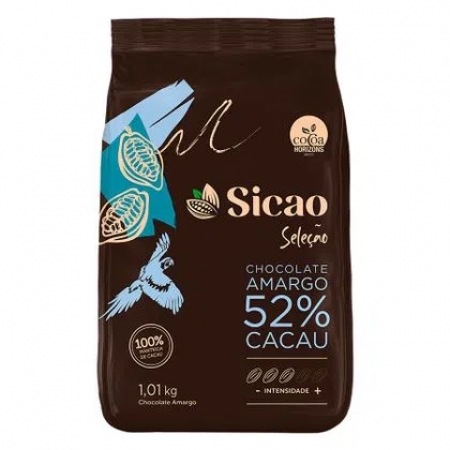 CHOCOLATE SELEÇÃO GOTAS AMARGO 52% - 1,01 1kg - SICAO