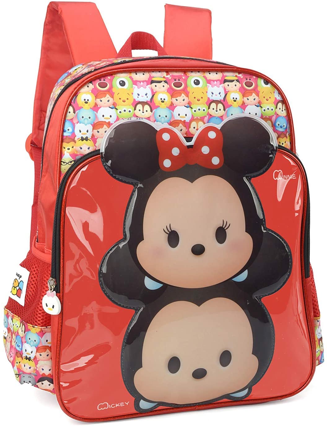 Mochila Escolar Disney Tsum Tsum Mickey & Minnie  Vermelha