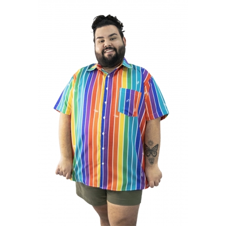 Camisa Plus Size Estampada Rainbow (P Ao Plus Size)