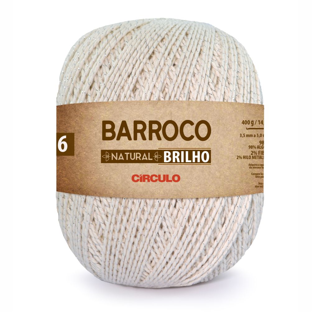 Barbante Barroco Natural Brilho Prata N06 400g - Círculo