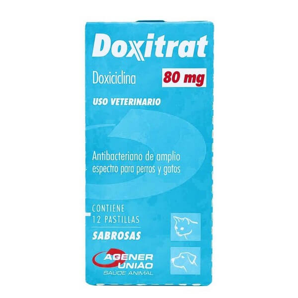 Antibiótico Doxitrat 80 mg Cães e Gatos Agener 12 Comprimidos