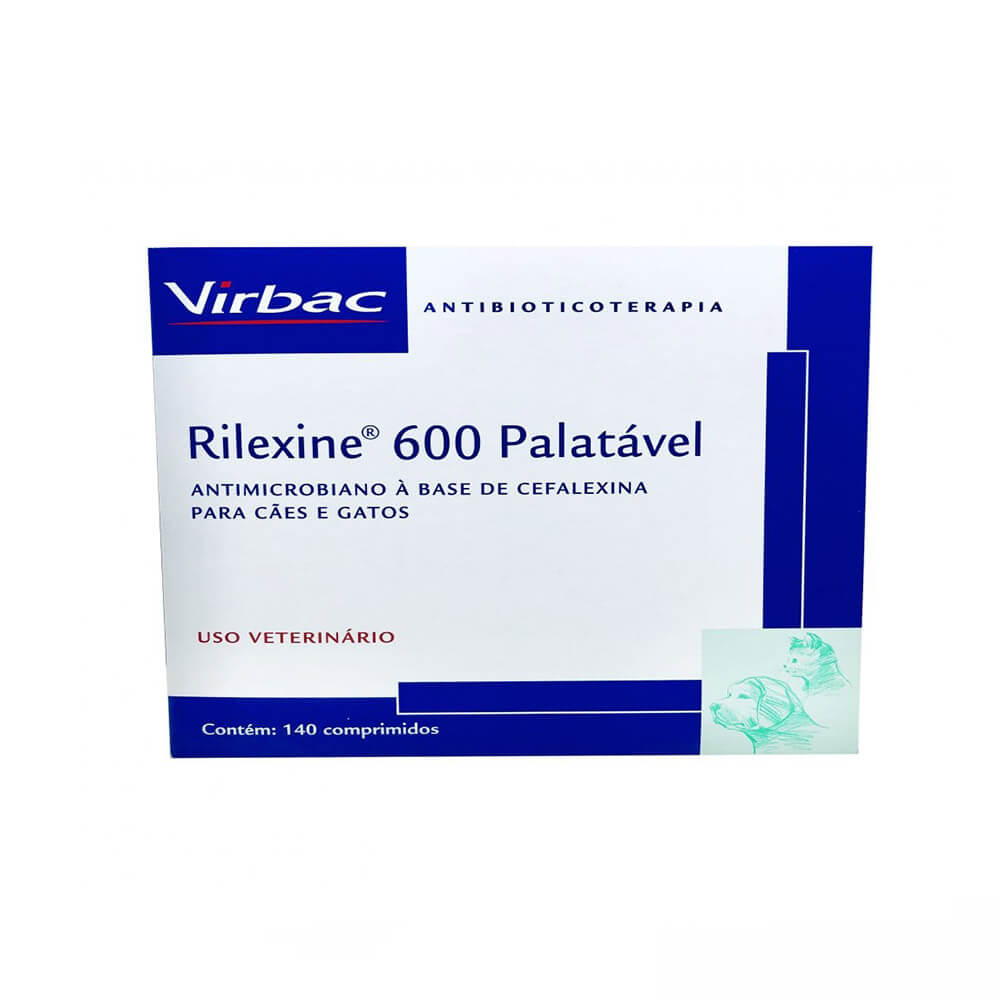 Antimicrobiano Rilexine Palatável Virbac 600 mg Cartela Avulsa com 7 Comprimidos