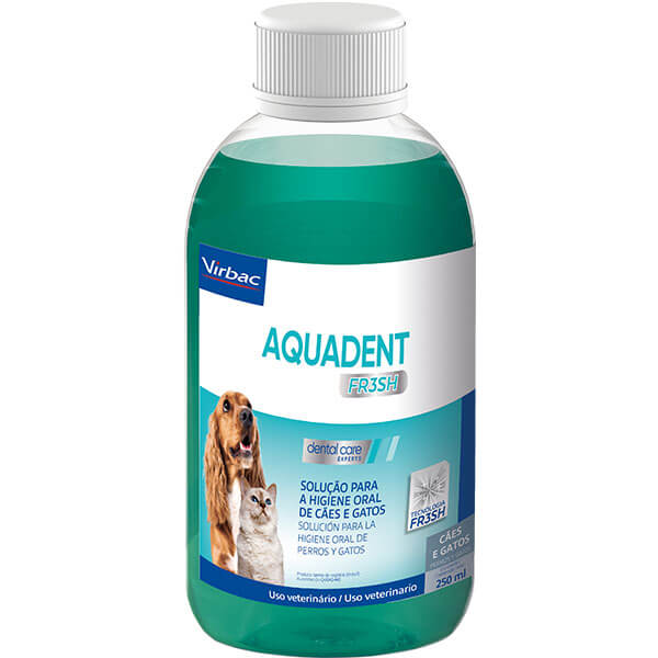 Aquadent Fresh Solução para Higiene Oral de Cães e Gatos Virbac 250 ml
