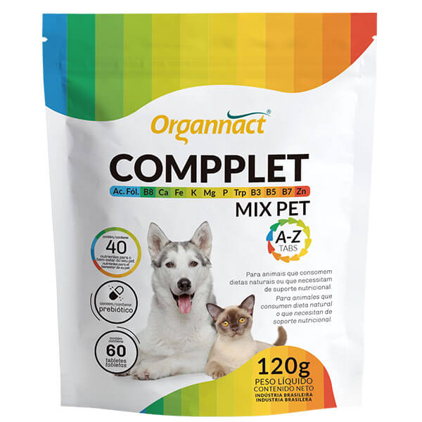 Compplet Mix Pet Suplemento para Cães e Gatos 60Tabs Organnact 120g