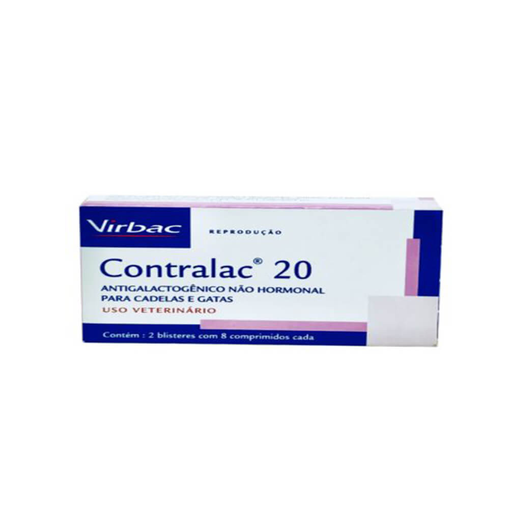 Contralac 20 Virbac Antilactação Cadelas e Gatas 16 Comprimidos