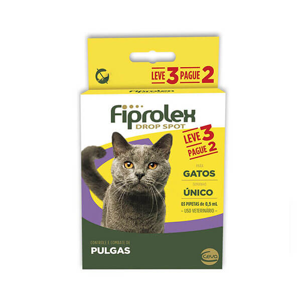 Fiprolex 0,5mL Combo Antipulgas e Carrapaticida Gatos Leve 3 pague 2