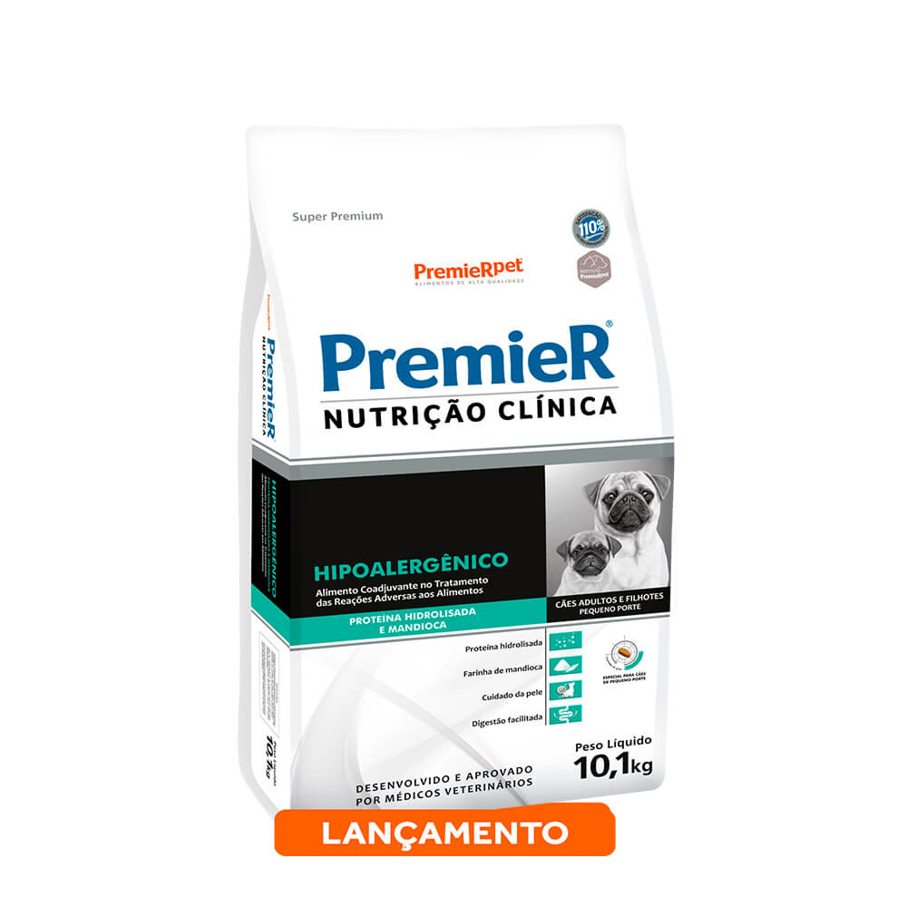 Ração Premier Nutrição Clínica  Hipoalergênico Proteína hidrolisada Cães Pequeno Porte 10,1kg