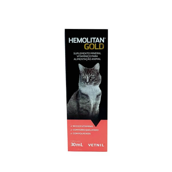 Suplemento Hemolitan Gold para Cães e Gatos Vetnil 30ml