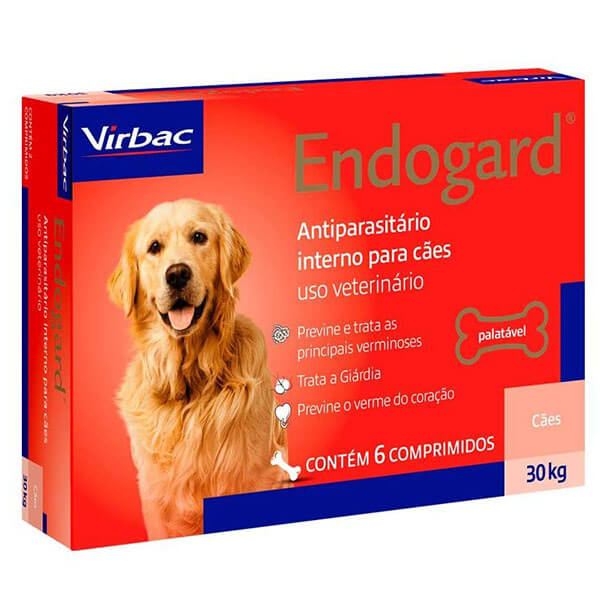Vermífugo Endogard 30 kg para Cães Virbac 6 Comprimidos