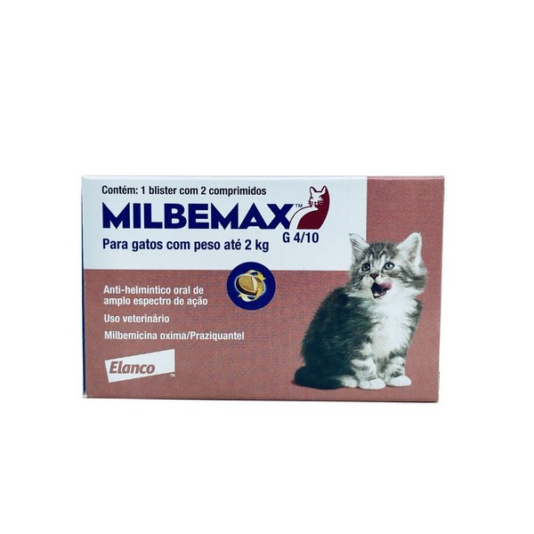 Vermífugo Milbemax Gatos Até 2kg Elanco 2 Comprimidos