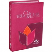 A Bíblia da Mulher - Almeida Revista e Corrigida Pink Vinho e Laranja Flor