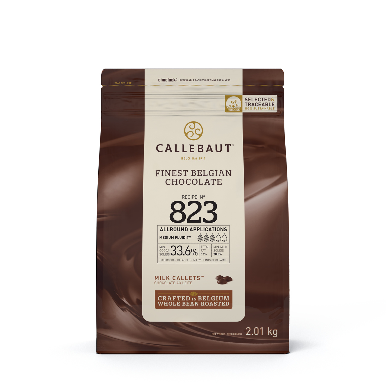 Chocolate Callebaut ao Leite 823  (33,6% Cacau) Callets 2,01Kg