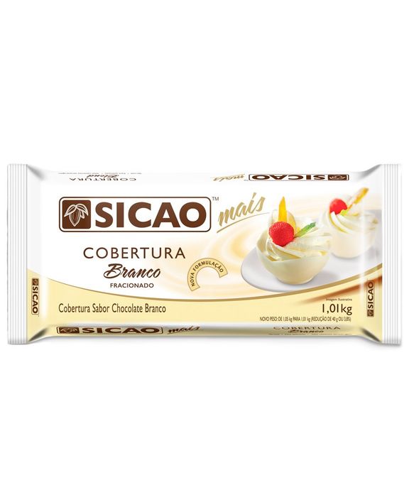 Cobertura Mais Sabor Chocolate Branco Fracionado - Barra 1,01 Kg Sicao