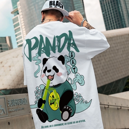 Camiseta Kawaii Vintage Anime Panda estampada masculina, camisetas casuais de manga curta, tops plus size, camisetas engraçadas, verão, casual, Y2K