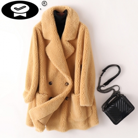 Inverno casual sheep 2023 shearing casaco feminino coreano real lã casacos de pele feminina casaco feminino inverno gxy921