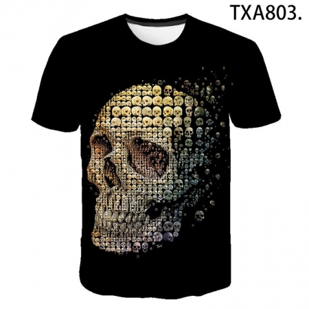 Verão secagem rápida moda novo terror o esqueleto impressão 3d camiseta feminina camiseta masculina topo casual roupas infantis