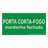Placa Sinal Pvc Fluorescente Porta Corta - Fogo 30X15cm                                                                 