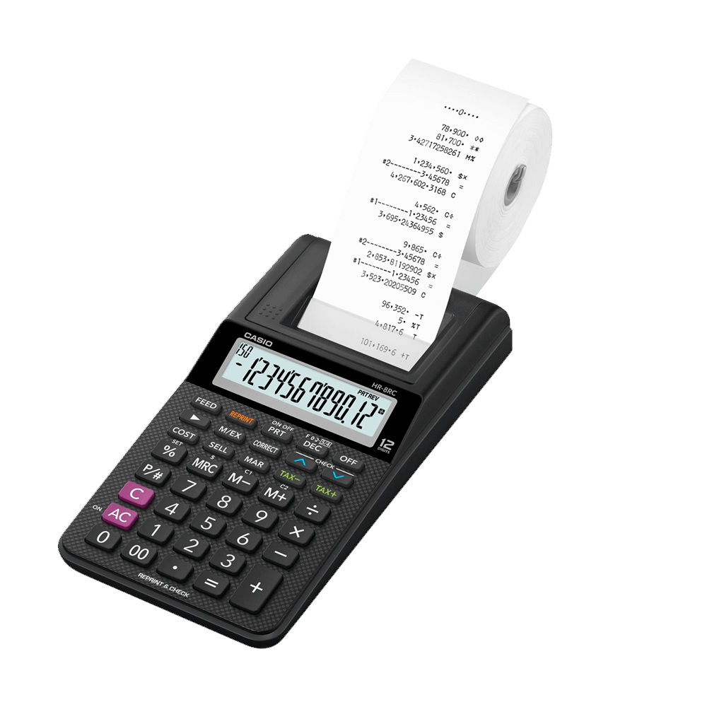 Calculadora Casio Com Bobina 12 Dígitos Hr-8rc-we-b-dc Preta