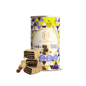Wafer Recheado C/ Creme de Amorino de Avelã e Cobertura de Chocolate Branco - Haoma