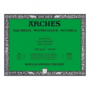 Papel Aquarela Arches 31x41cm 300g Textura Fina 100% Algodão 20 Folhas 1795062