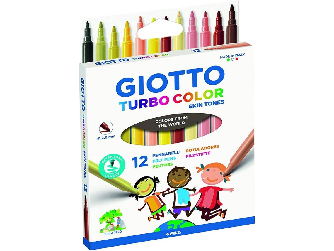 Canetinha Hidrocor Giotto Turbo Color Tons de Pele 12 Cores