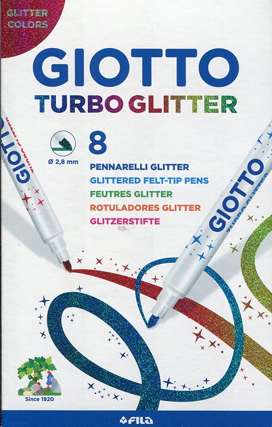 Canetinha Hidrocor Giotto Turbo Glitter 8 Cores 425800