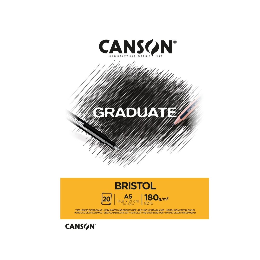 Papel Desenho Canson Graduate Bristol 180g A5 20 Folhas C400110382