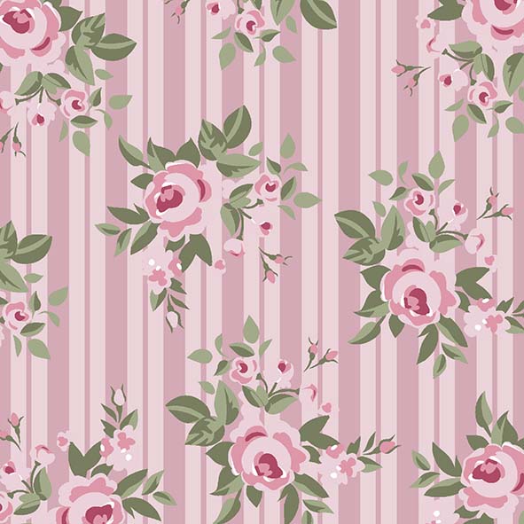 Floral Pássaros Rosa  - Tecidos Digitais