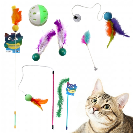 Kit 10 Brinquedos Interativos para Gatos Varinha Pet Shop