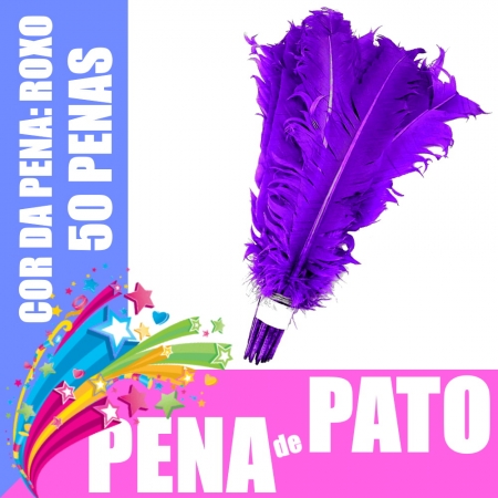 Penas de Pato Cores Carnaval Artesanato Decor 50 Und Roxo