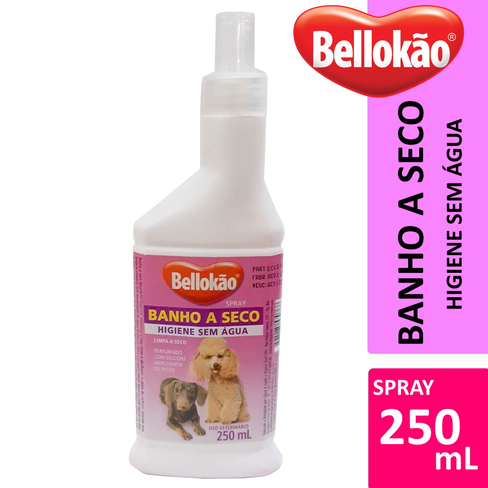 Banho a Seco Cão Gatos Cachorro Pet Bellokão Spray 250ml