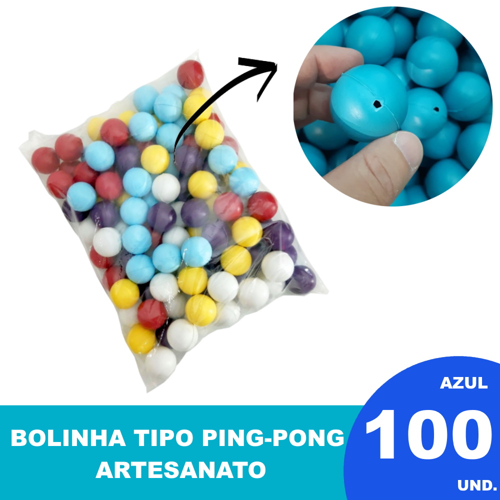 Bolas Bolinhas plástico tipo ping-pong arte 100 Unid Azul