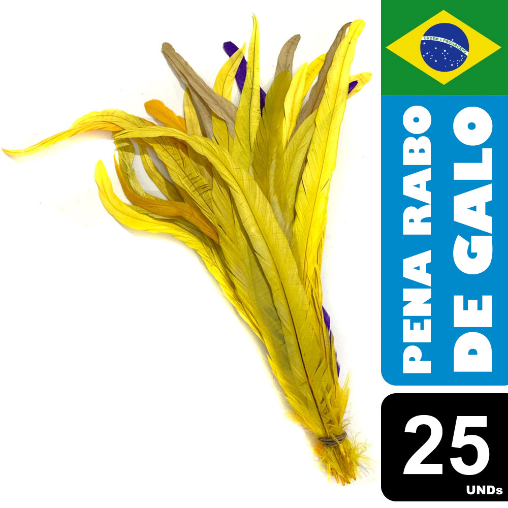 Pena Rabo de Galo Colorido Artesanato Carnaval 30-40 cm 031